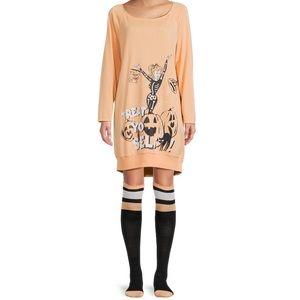 Halloween Sassy Skeleton Lady Shirt Light Sweatshirt & Socks Set Ladies L 12-14